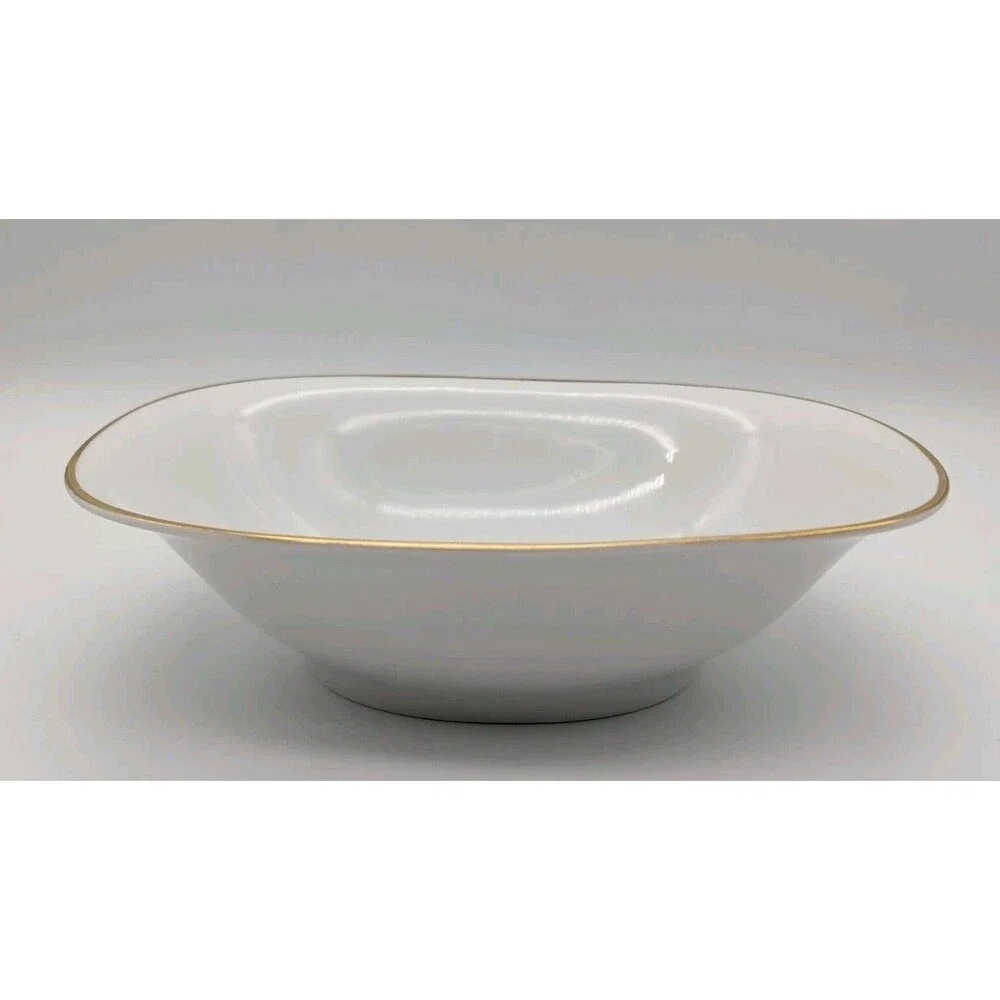 Princess House Heritage Fina China Rectangular Serving Bowl Gold Rim Bavaria